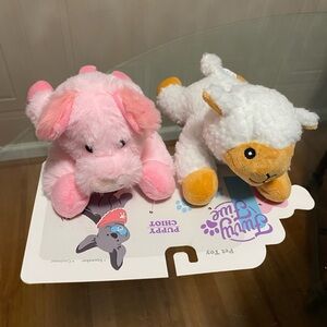 Giftable World Chicken pig  And  sheep Set Of 2 Stuffed Dog Toy With Squeaker 6”
